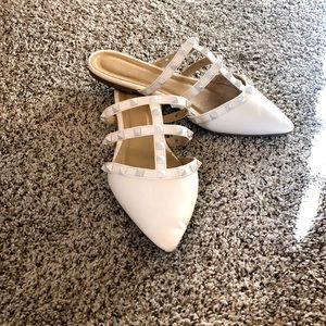 Studed white flats